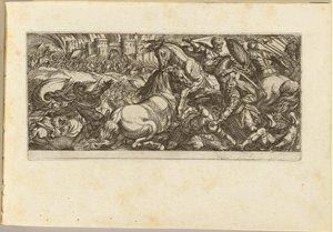Scena di battaglia con due cavalli che si attaccano da Antonio Tempesta