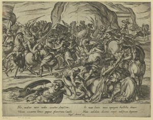 La morte di Camillo nella battaglia tra Greci e Romani da Antonio Tempesta