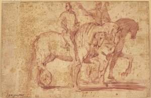 Tre cavalieri che cavalcano verso destra da Antonio Tempesta