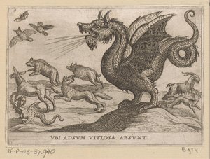 Un drago scaccia altri animali da Antonio Tempesta