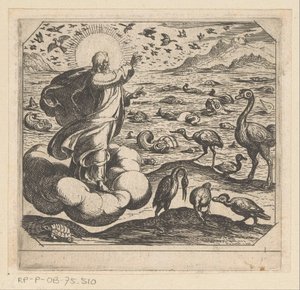 Dio crea gli uccelli e i pesci (La creazione) da Antonio Tempesta
