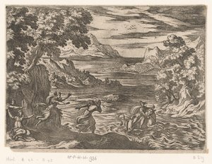 Paesaggio con il ratto di Europa (serie: Paesaggi con scene mitologiche) da Antonio Tempesta