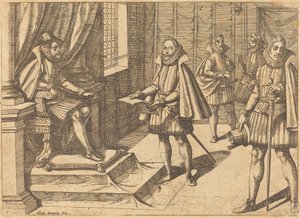Filippo II di Spagna sul suo trono da Antonio Tempesta