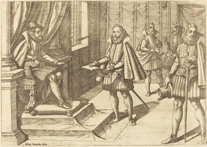 Filippo II di Spagna sul suo trono da Antonio Tempesta
