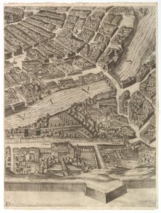 Piano della città di Roma. Parte 10 con il Tevere e la Villa Farnesina da Antonio Tempesta