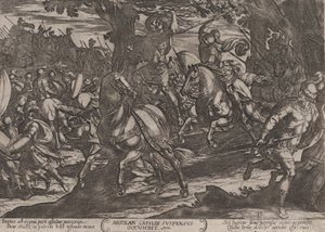 Tavola 19: Giacobbe uccide Assalonne, da Le battaglie del Vecchio Testamento, ca. 1590-ca. 1610 da Antonio Tempesta