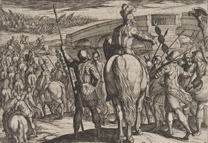Avanguardia delle nuove truppe romane respinta, da La guerra dei romani, 1611 da Antonio Tempesta