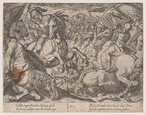 Tavola 4: Alessandro che combatte i Persiani, da Le imprese di Alessandro Magno, 1608 da Antonio Tempesta
