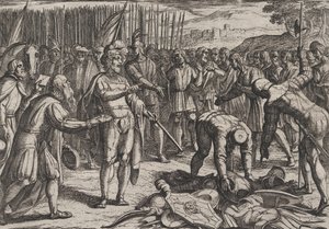 Tavola 7: Inviati tedeschi visitano Civilis, dalla Guerra dei Romani contro i Batavi R... da Antonio Tempesta