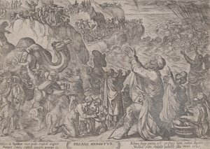 Gli egiziani che annegano nel Mar Rosso, da Le battaglie del Vecchio Testamento da Antonio Tempesta