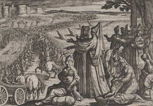 Tavola 8: Donne e bambini osservano Civilis combattere i Romani, da La guerra dei Romani, 1611 da Antonio Tempesta