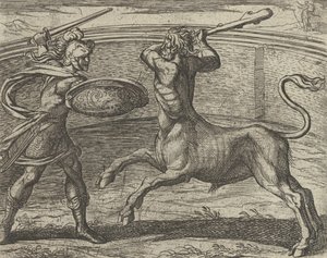 Teseo e il Minotauro Minotaurum Theseus vincit, da Le Metamorfosi da Antonio Tempesta