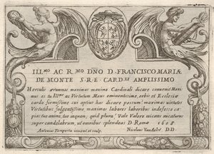 Tavola del titolo per la serie Le fatiche di Ercole con le armi del Cardinale Francesco Ma da Antonio Tempesta