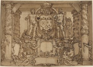 Disegno architettonico murale in onore di Enrico IV, l