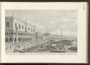 Angolo di Piazza San Marco con il Palazzo Ducale e la colonna con il Leone di Venezia da Antonio Visentini