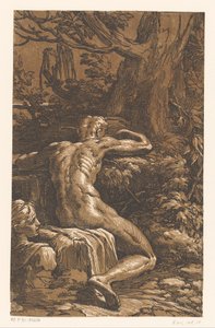 Uomo nudo in un paesaggio da Antonio da Trento