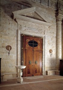 Porta di legno, vista interna della chiesa di San Biagio da Antonio da the elder Sangallo