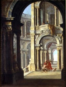 Un Capriccio di un Palazzo Barocco con il Ritorno del Figliol Prodigo