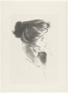 Testa di donna con mento appoggiato sulla mano da Antonio de la Gandara