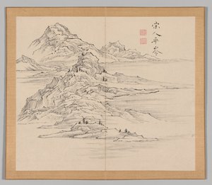 Doppio album di studi paesaggistici dopo Ikeno Taiga, Volume 1 foglio 35, XVIII secolo da Aoki Shukuya