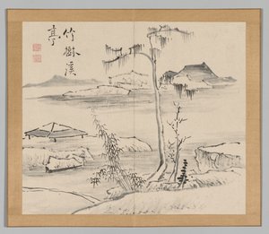 Doppio album di studi paesaggistici dopo Ikeno Taiga, Volume 2 foglio 24, XVIII secolo da Aoki Shukuya