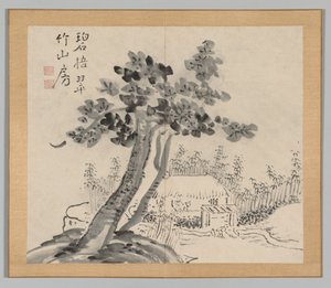 Doppio Album di Studi Paesaggistici dopo Ikeno Taiga, Volume 2 foglio 32, XVIII secolo da Aoki Shukuya