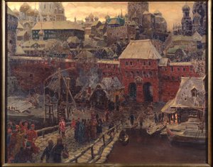 Mosca nel XVII secolo, il ponte Moskvoretsky e la Porta dell