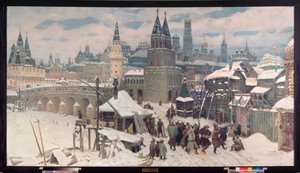 Mosca nel XVII secolo, il ponte di tutti i Santi da Apollinari Mikhailovich Vasnetsov