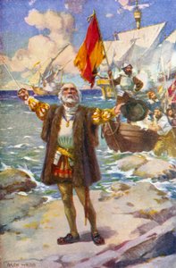 Lo sbarco di Colombo da Archibald Bertram (after) Webb