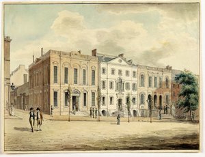 Angolo nord-est di Wall e William Streets, New York City, 1798 da Archibald Robertson