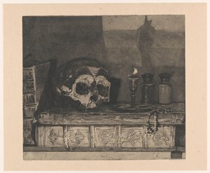 Natura morta con teschio da Arend Hendriks (signed by artist)