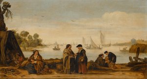 Paesaggio fluviale con donne che leggono la mano