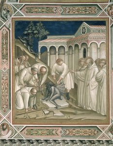 La Pesante Pietra, dettaglio dalla Vita di San Benedetto, nella Sacrestia, 1387