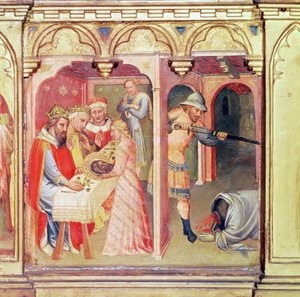 Il martirio di San Giovanni Battista, pannello predella di San Nemesio e San Giovanni Battista da Aretino Luca Spinello or Spinelli
