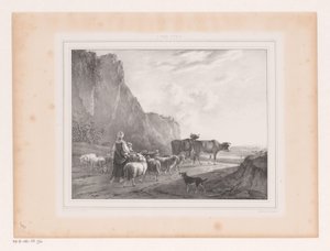 Paesaggio con gregge e pastorella da Arie Ketting de Koningh