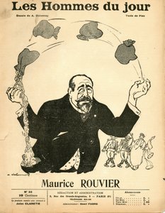 Copertina di "Les Hommes du jour", circa 1906 - Illustrazione di Aristide Delannoy (1874-1911): Argento - Rouvier Maurice (1842-1911) - Giocoleria da Aristide Delannoy