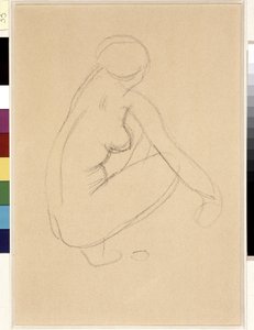 Nudo accovacciato. Disegno di Aristide Maillol (1861-1944). Matita su carta. Dim: 32x23cm. Museo Cantini, Marsiglia