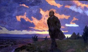Vladimir Ilyich Lenin (1870-1924) sulla Riva da Arkadij Aleksandrovic Rylov