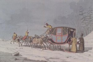 Cavallo e carrozza su slitte da 