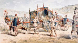 Lettiga trainata da cavalli di una nobildonna del XV secolo, 1886 da Armand Jean Heins