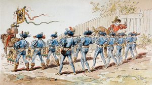 Banda musicale del XVI secolo con tamburi e pifferi da Armand Jean Heins