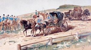 Un postiglione montato su un cavallo da carrozza, XIX secolo, 1886