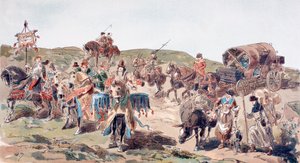 Un carro che viaggia con scorta nel XV secolo, 1886 da Armand Jean Heins