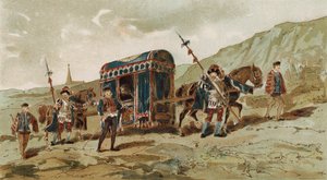 Lettiga a cavallo, Paesi Bassi spagnoli, XVI secolo