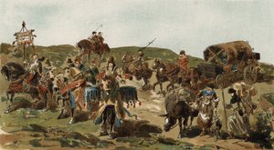 Carro e scorta, tempo dei Duchi di Borgogna, XV secolo da Armand Jean Heins