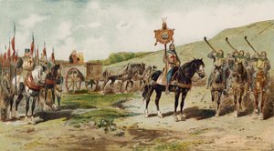 Carro da guerra e suonatori di lituus, tempo delle Crociate, XI secolo da Armand Jean Heins