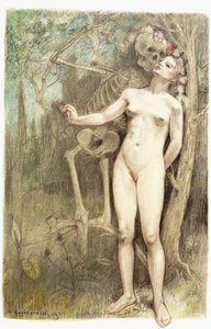 Nudo femminile con la Morte come scheletro