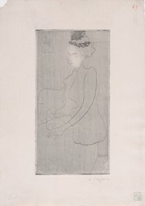 Femme assise avec chapeau a plumes (Donna seduta con cappello piumato) c.1893 da Armand Séguin