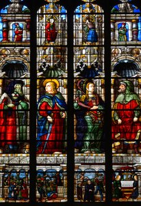 San Mattia, Esdra, il profeta Abacuc e la Sibilla Tiburtina - Vetrata della Cappella della Passione, di Arnaud de Moles (1470-1520) completata nel 1513 - Cattedrale Sainte Marie d