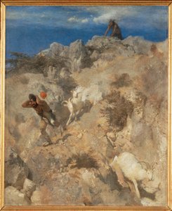 Pan spaventa un pastore - Pan spaventa un pastore ... (dipinto su tela)